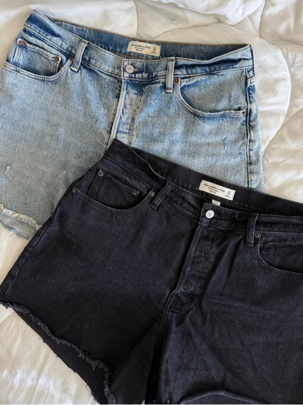 Abercrombie & Fitch the Dad Denim Cutoff Shorts Duo - Light Wash & Black